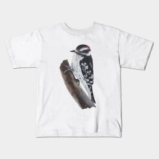 Downy Woodpecker painting (no background) Kids T-Shirt